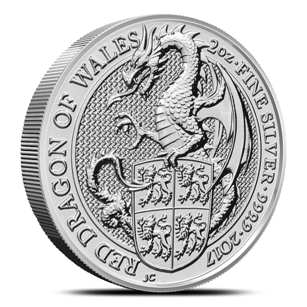 2017 2 oz British Silver Queen’s Beast Red Dragon Coin