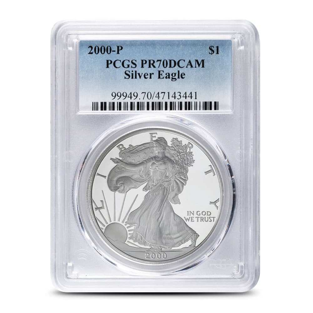 2000-P 1 oz Proof American Silver Eagle Coin PCGS PR70 DCAM