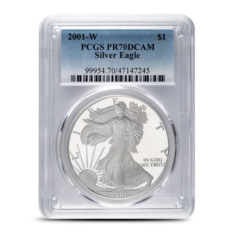 2001-W Proof American Eagle 1 oz Silver Coin PCGS PR70 DCAM