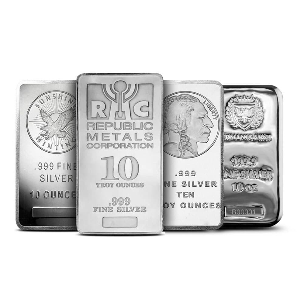 10 oz Silver Bar (Varied Condition, Any Mint)