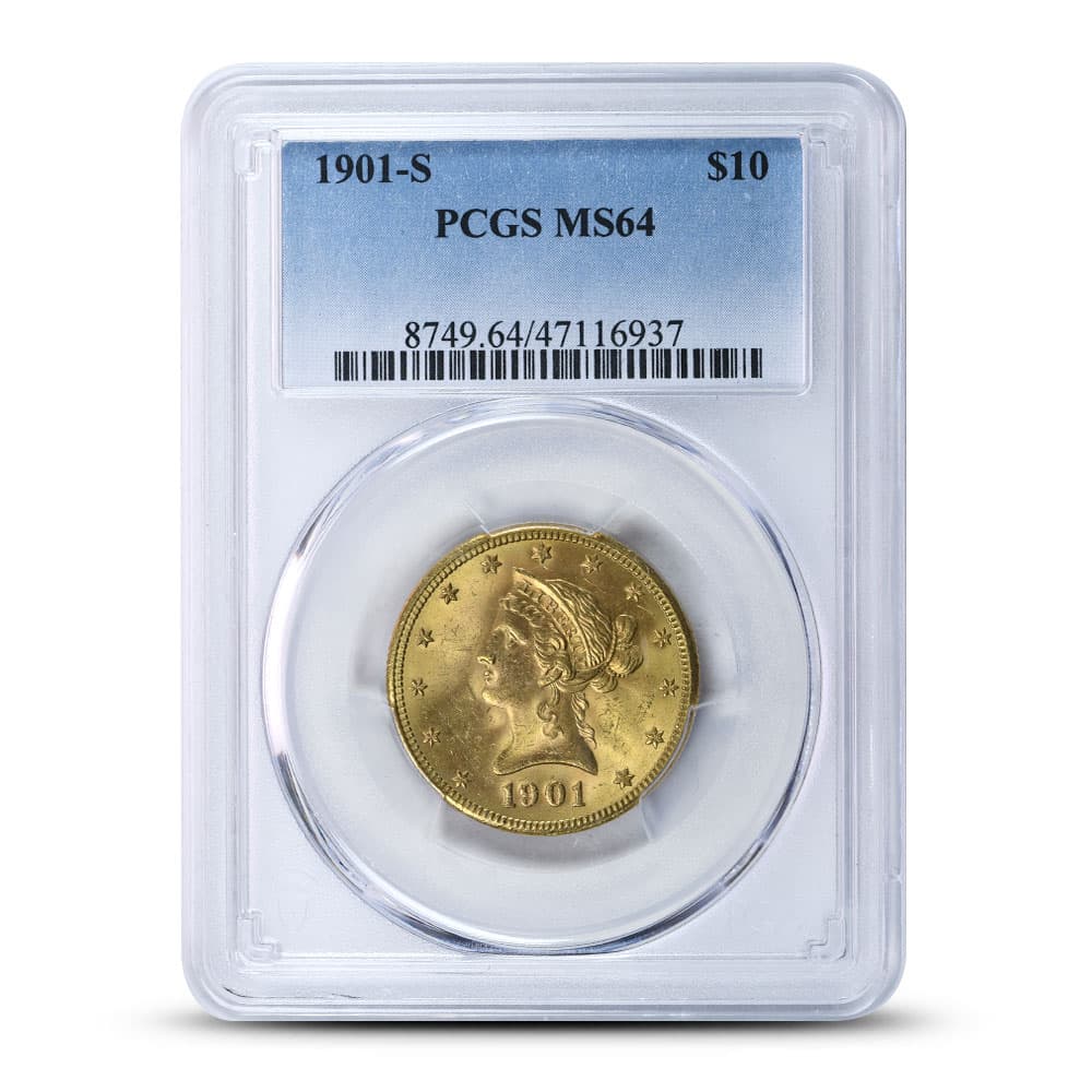 1901-S Pre-33 $10 Liberty Gold Eagle Coin MS64 (PCGS or NGC)