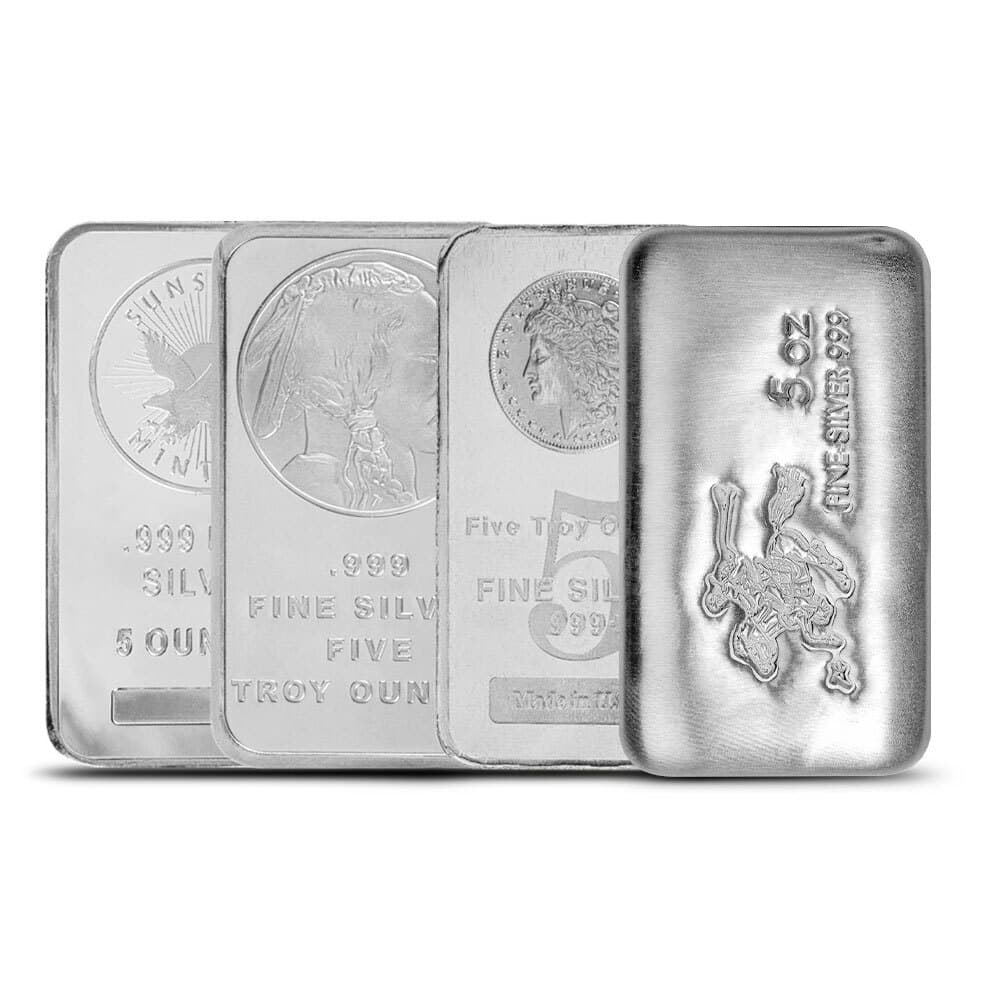 5 oz Silver Bars – Secondary Market (Random Assorted)