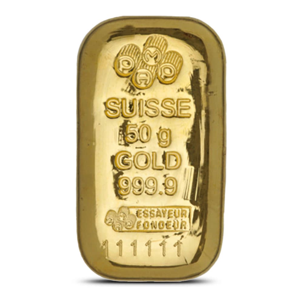 50 Gram PAMP Suisse Gold Bar (New, Cast w/ Assay)