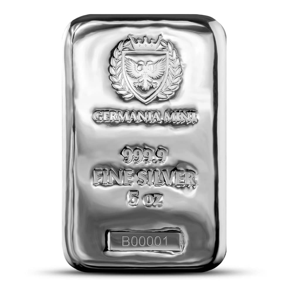 5 oz Germania Mint Cast Silver Bar (New)