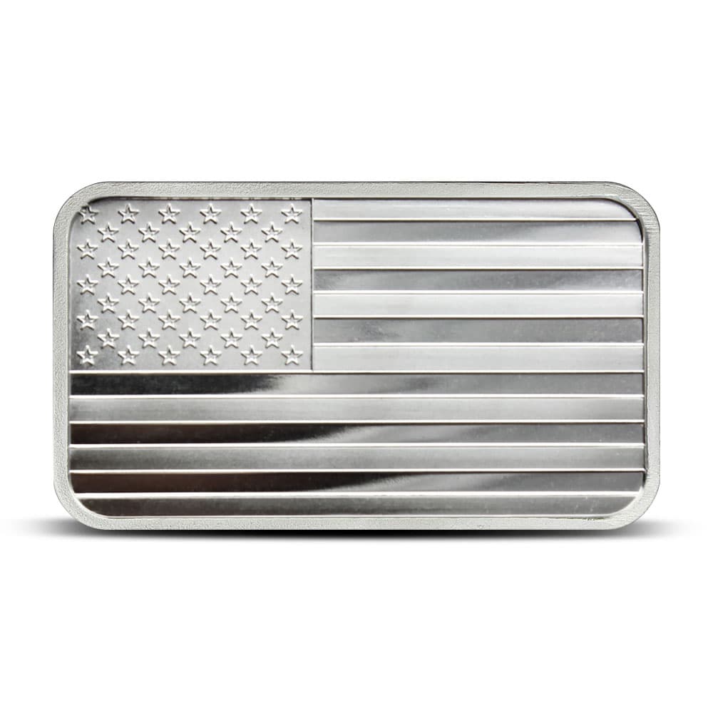 10 oz SilverTowne American Flag Silver Bar (New)