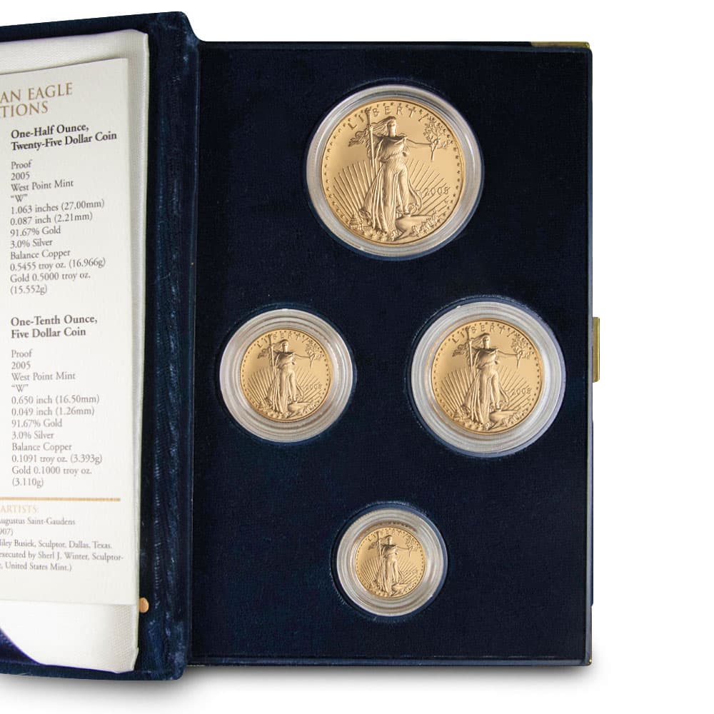 2005-W Proof American Gold Eagle 4-Coin Set with Box & CoA