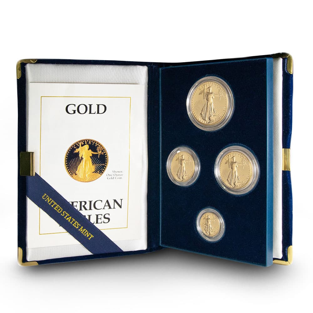 1988 4-Coin Proof American Gold Eagle Set (Box + CoA)