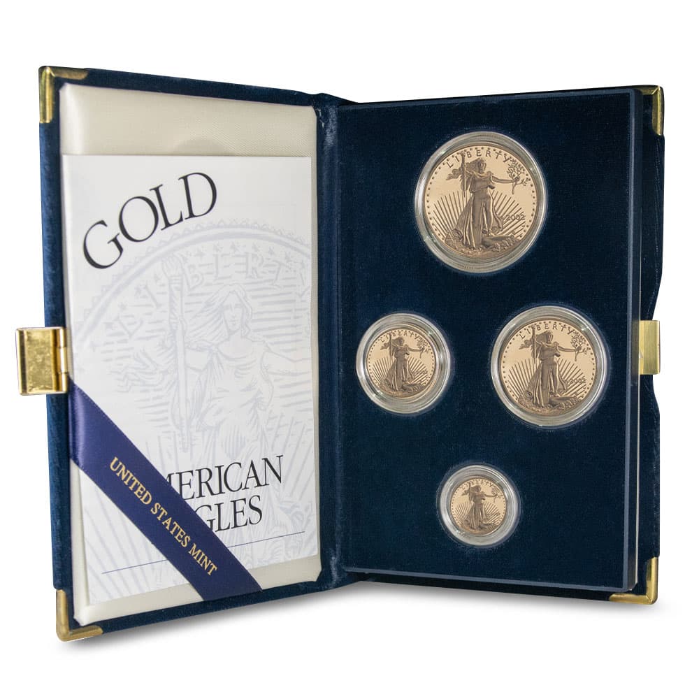 2002-W 4-Coin Proof American Gold Eagle Set (Box + CoA)