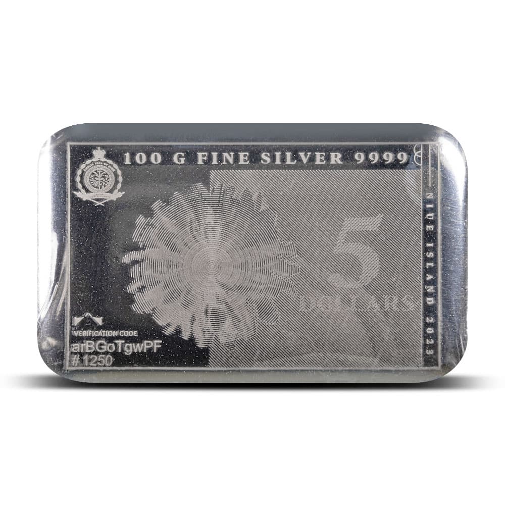 2023 100 Gram Niue Silvernote Rectangular Silver Coin