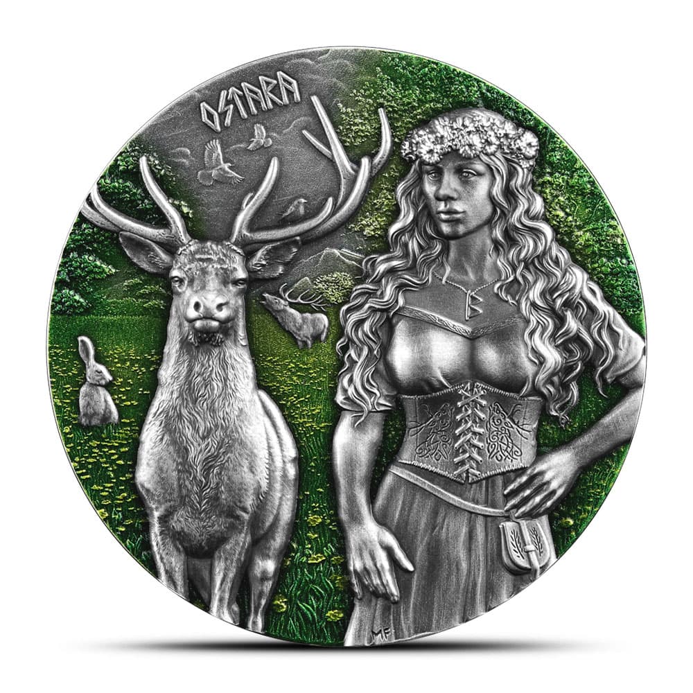 2023 2 oz Germania Valkyries Ostara Silver Round (Ultra High Relief, Box + CoA)