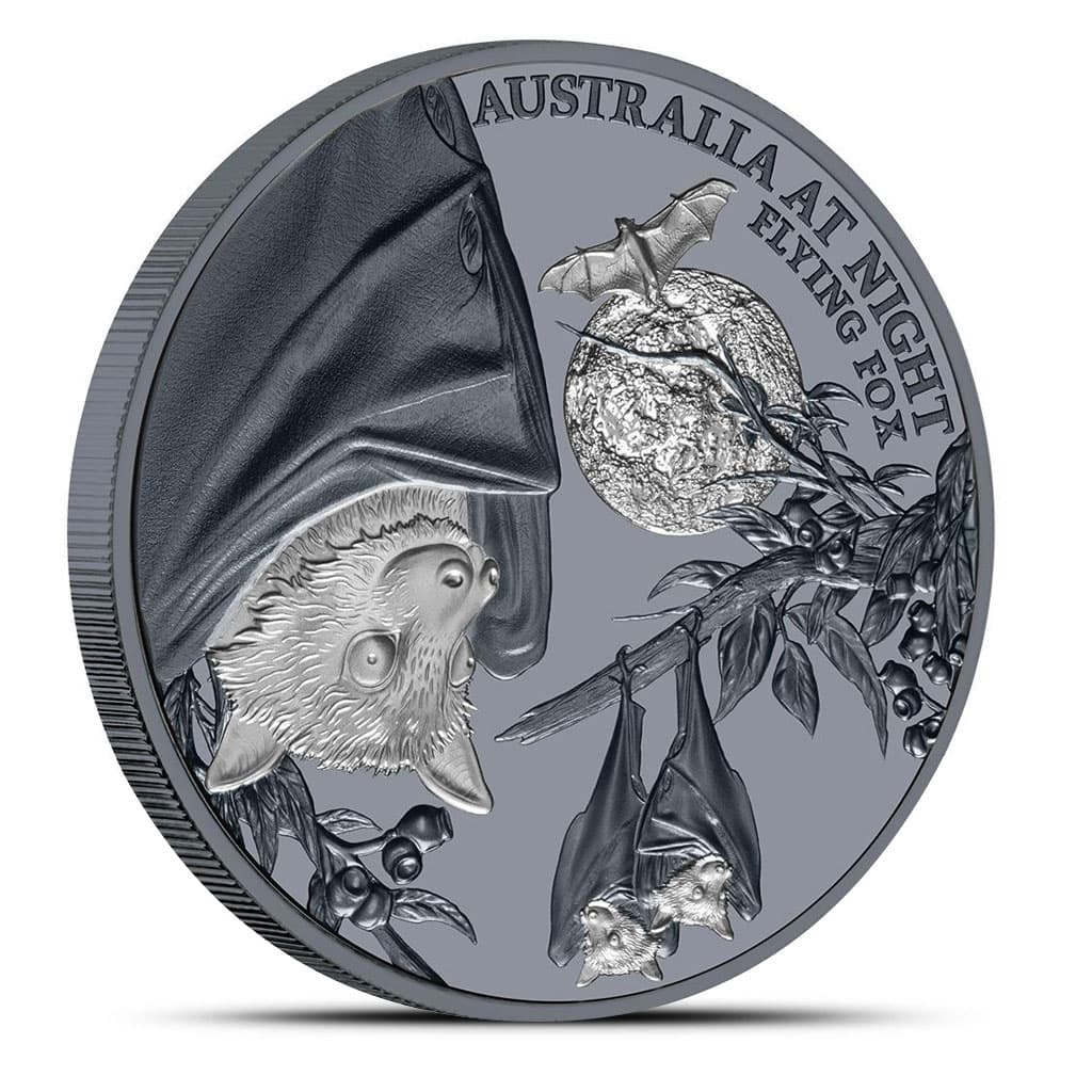 2023 1 oz Proof Niue Silver Australia At Night Flying Fox Coin