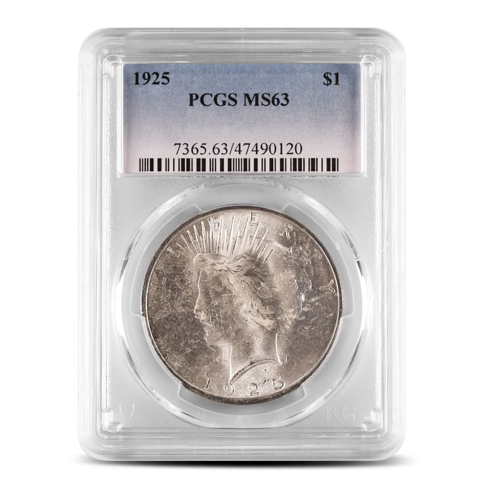 1925 Peace Silver Dollar Coin PCGS MS63