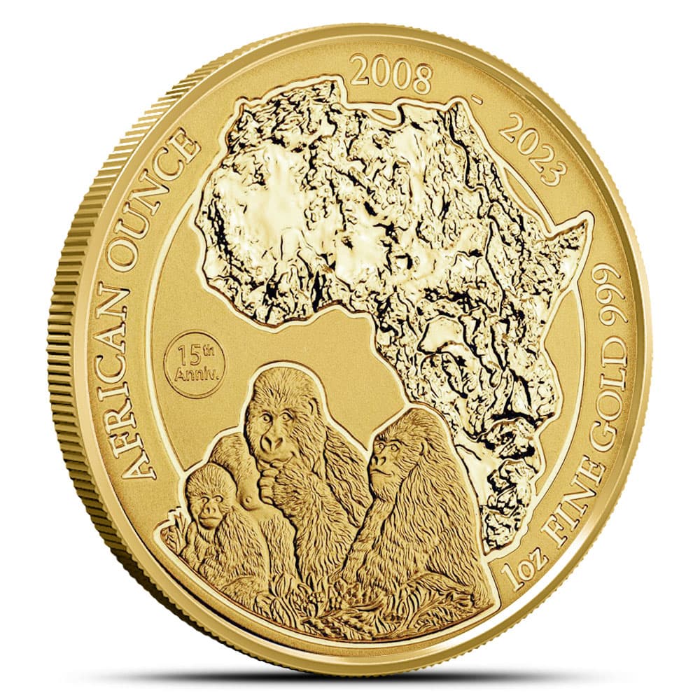 2023 1 oz Rwandan Gold Mountain Gorilla Coin (BU)