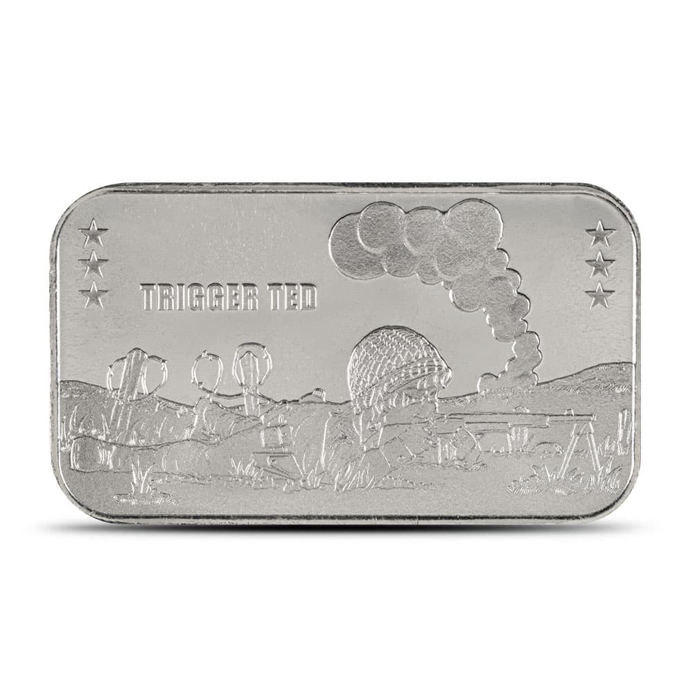 1 oz Soldier Bullion Series Trigger Ted Silver Bar (New)