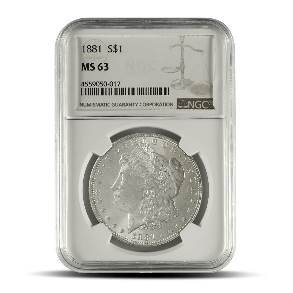 1881 Morgan Silver Dollar Coin NGC MS63