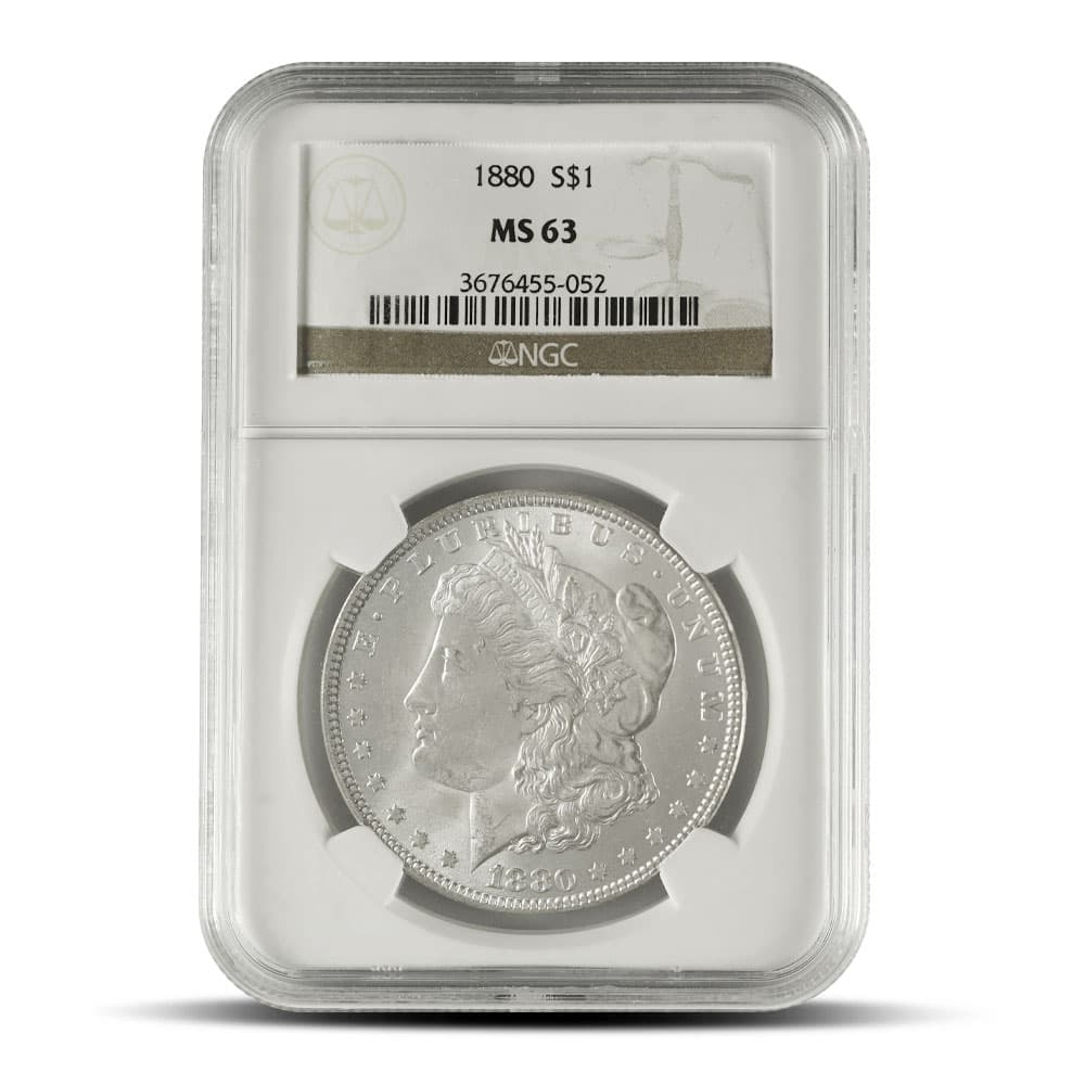 1880 Morgan Silver Dollar Coin NGC MS63