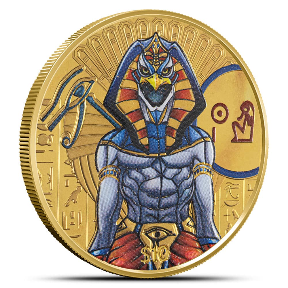 2023 1 oz Republic of Sierra Leone Silver Egyptian Gods Ra Coin (Gold Plated)