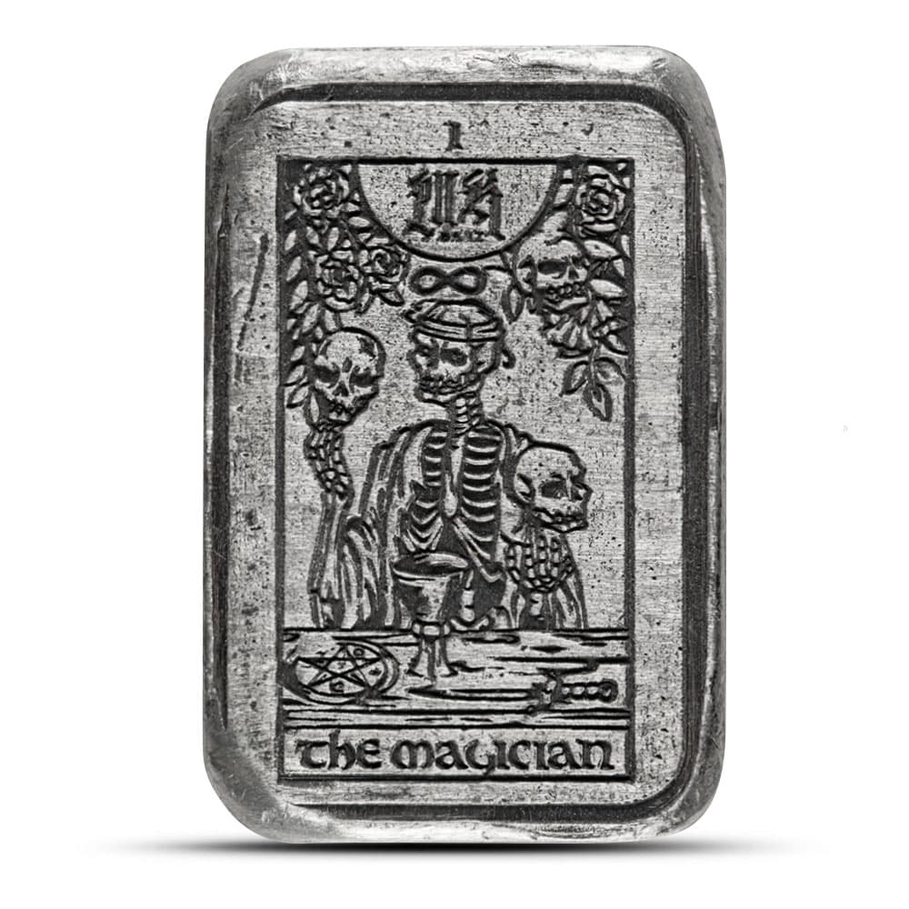 1 oz MK Barz The Magician Tarot Card Silver Bar (New)