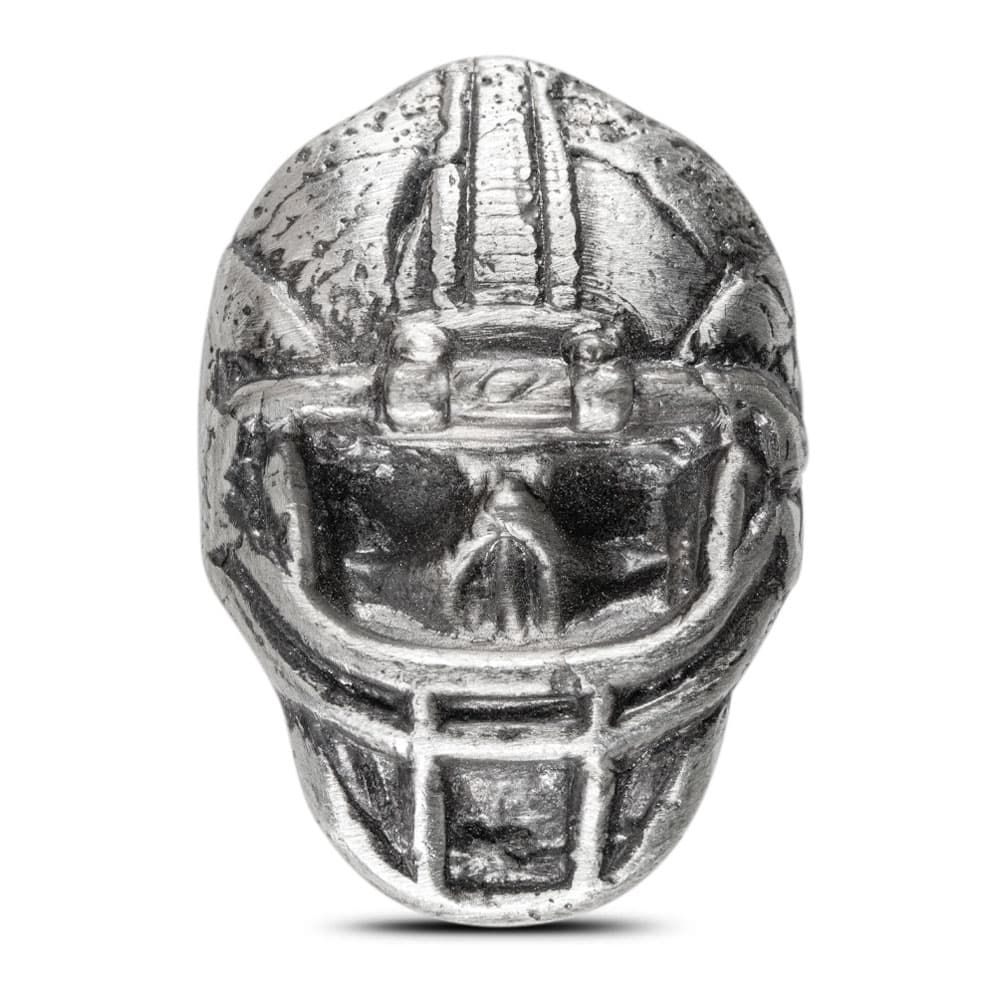 2 oz MK Barz Hand Poured Football Helmet Skull Silver Bar (New)