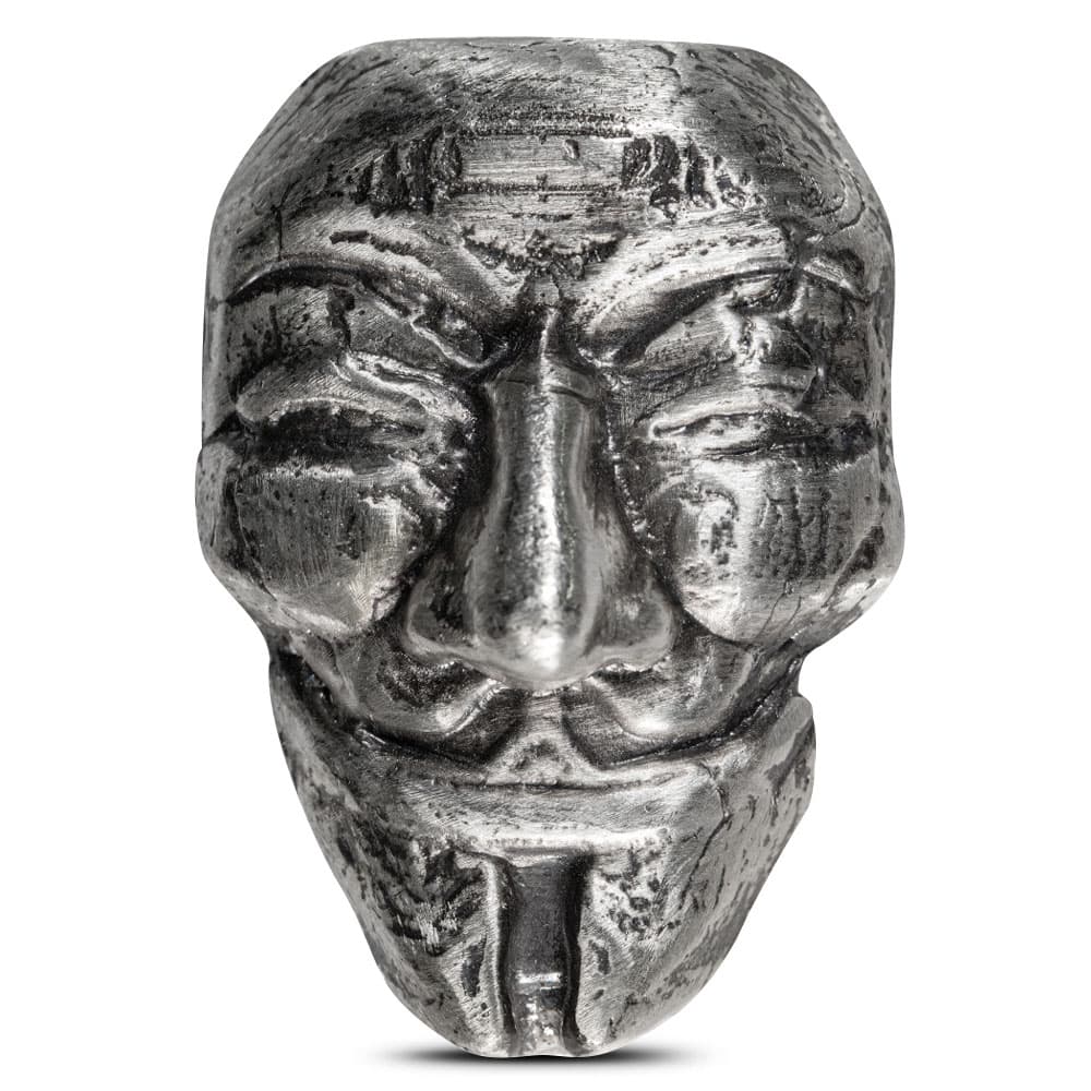 3 oz MK Barz Hand Poured Guy Fawkes Anonymous Mask Silver Bar (New)