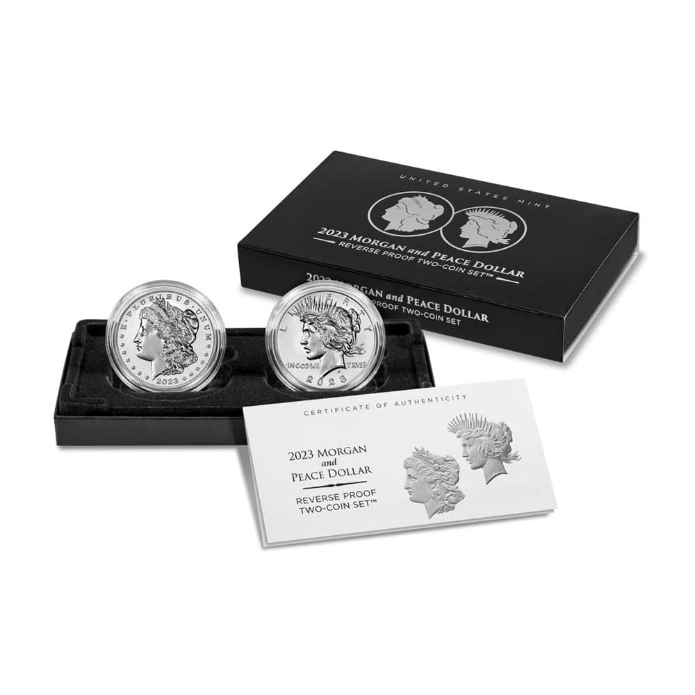 2023 Reverse Proof Morgan & Peace Silver Dollar 2-Coin Set (Box + CoA)