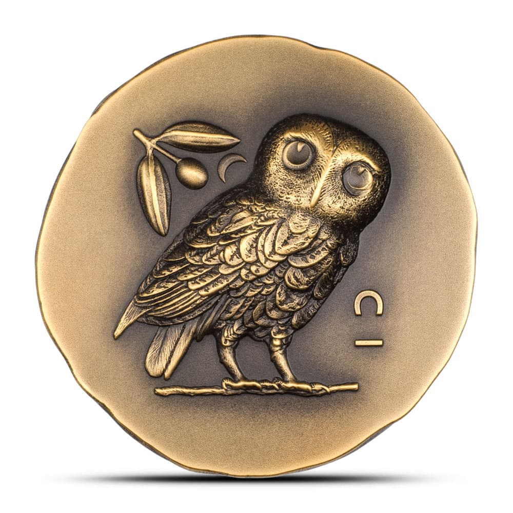 2023 1 oz Antique Cook Islands Gold Athenas Owl Coin