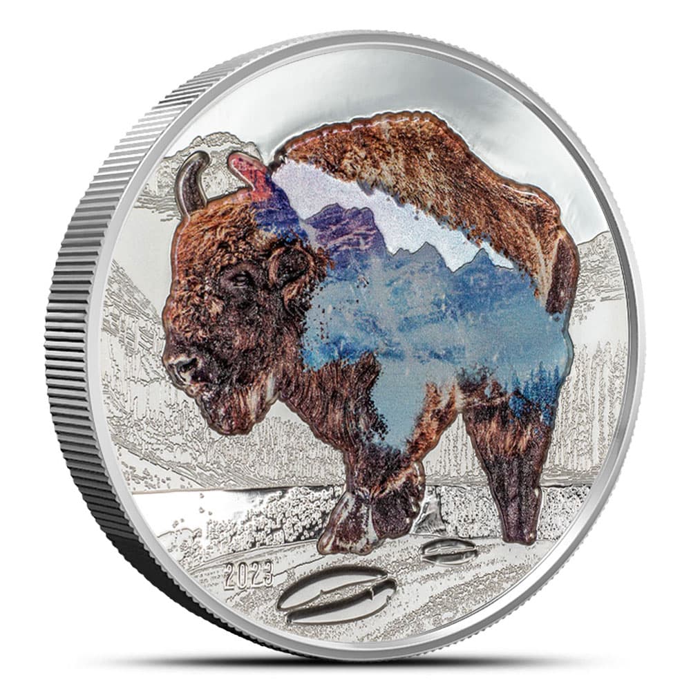 2023 2 oz Proof Mongolia Silver Into the Wild Bison Coin