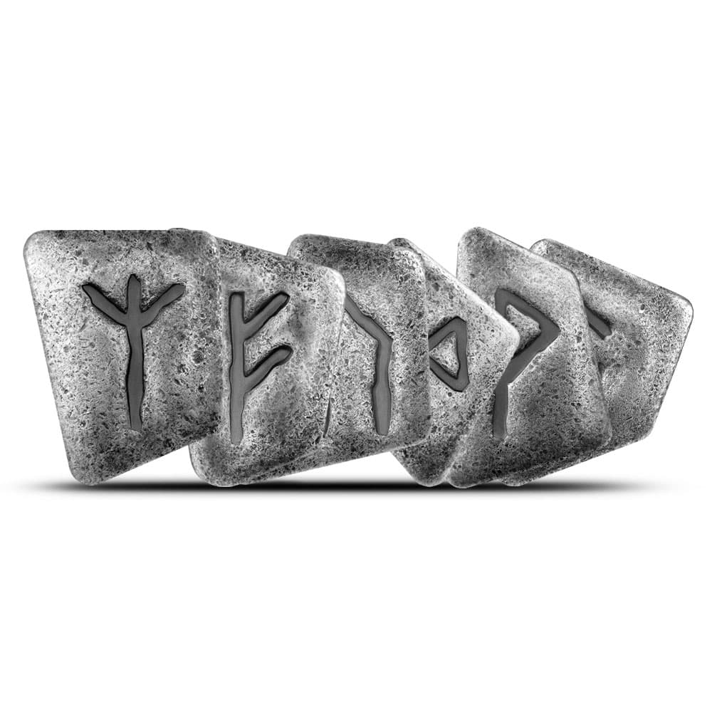 1 oz Antique Silver Germania Mint Cast Rune Bar Set (Series 1, 6 Bars)