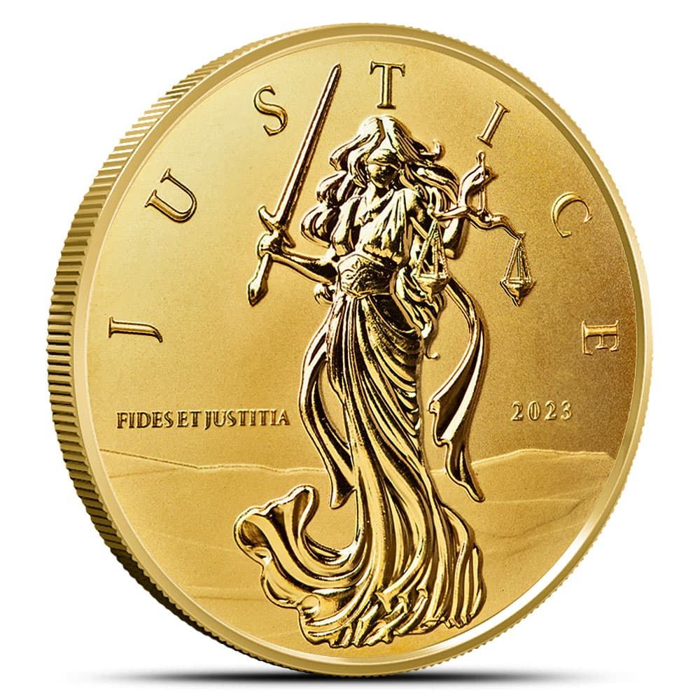 2023 1 oz Proof Gibraltar Gold Lady Justice Coin