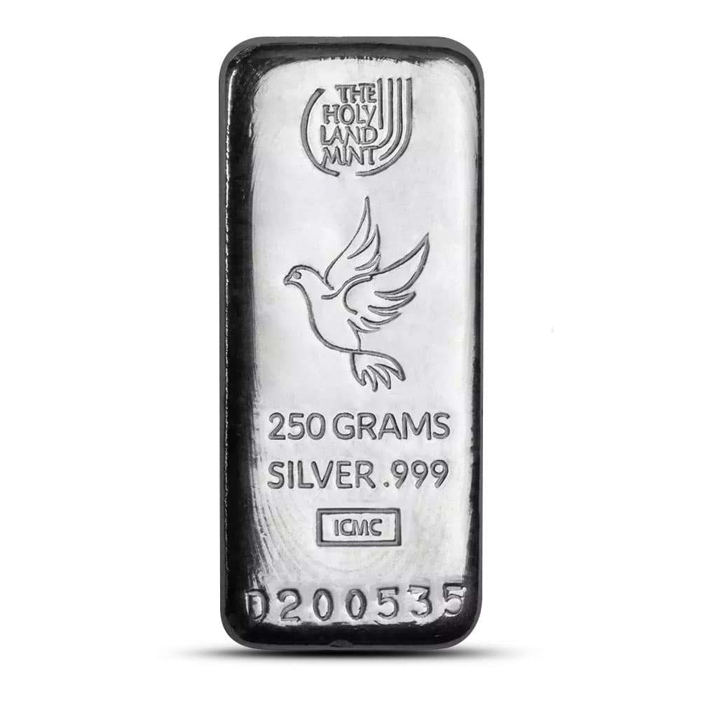 250 Gram Holy Land Mint Cast Silver Bar (New)