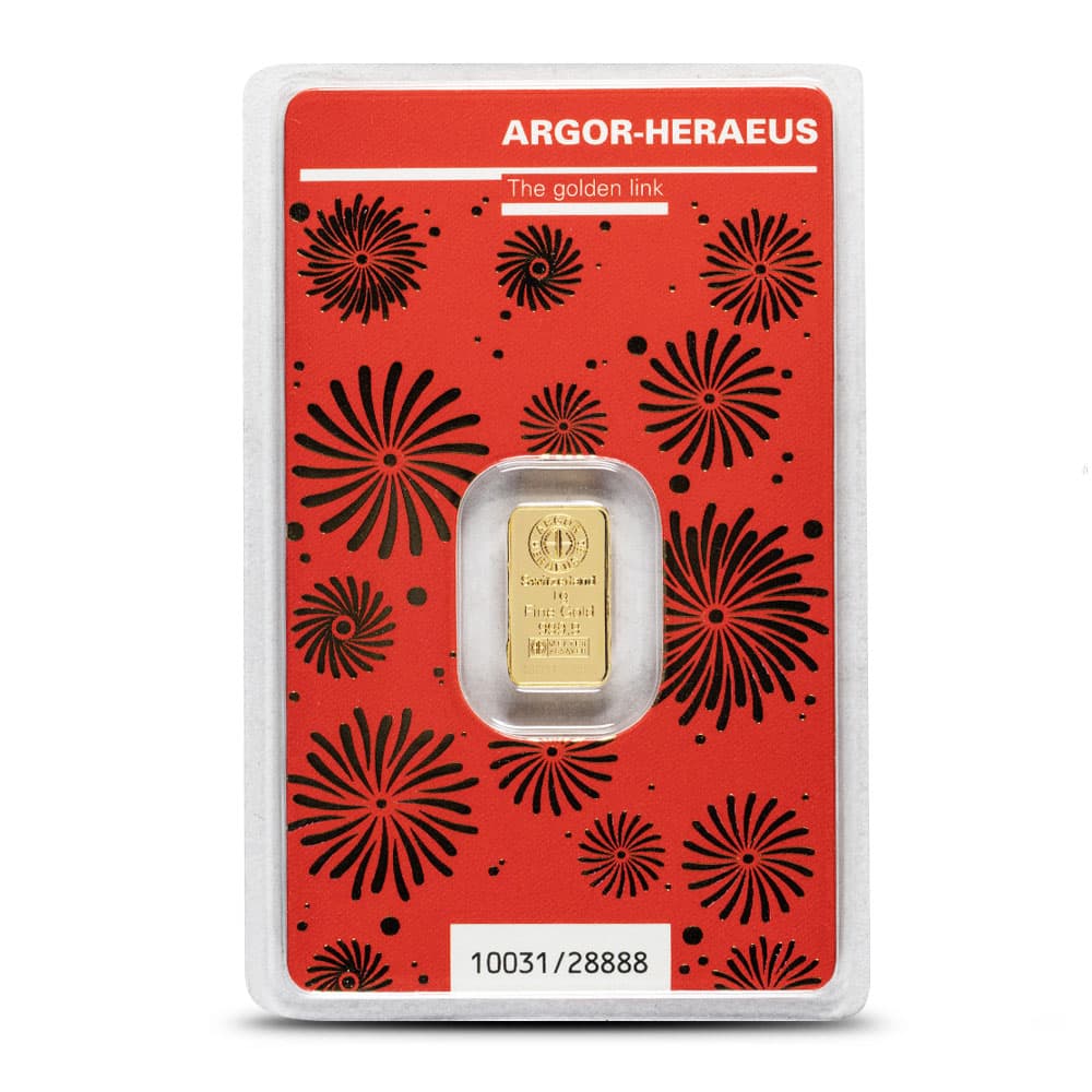 2024 1 Gram Argor Heraeus Lunar Dragon Gold Bar (New w/ Assay)