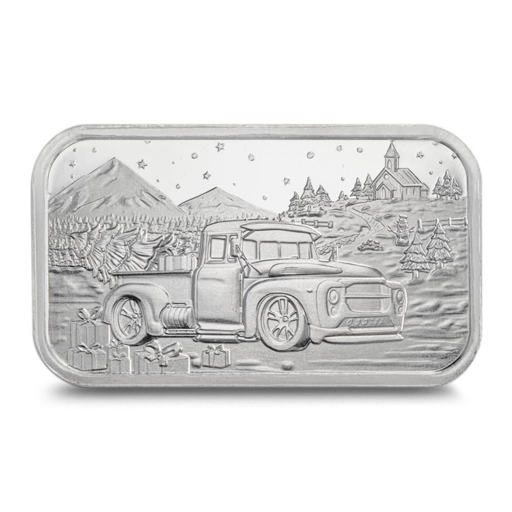 1 oz Christmas Country Truck Silver Bar (New)