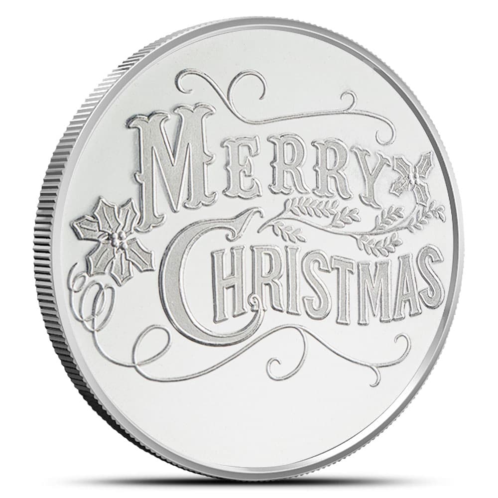 1 oz Merry Christmas Holly Silver Round (New)