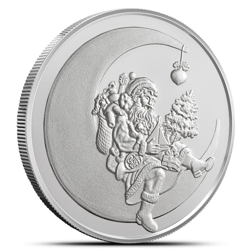 1 oz Santa on the Moon Silver Round (New)