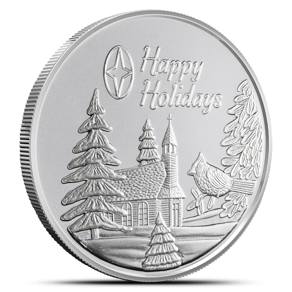 1 oz Happy Holidays Silver Round (New)