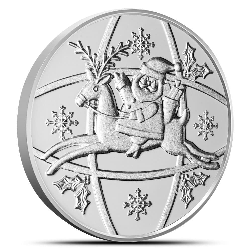 1/4 oz Flying Reindeer Silver Round (New)