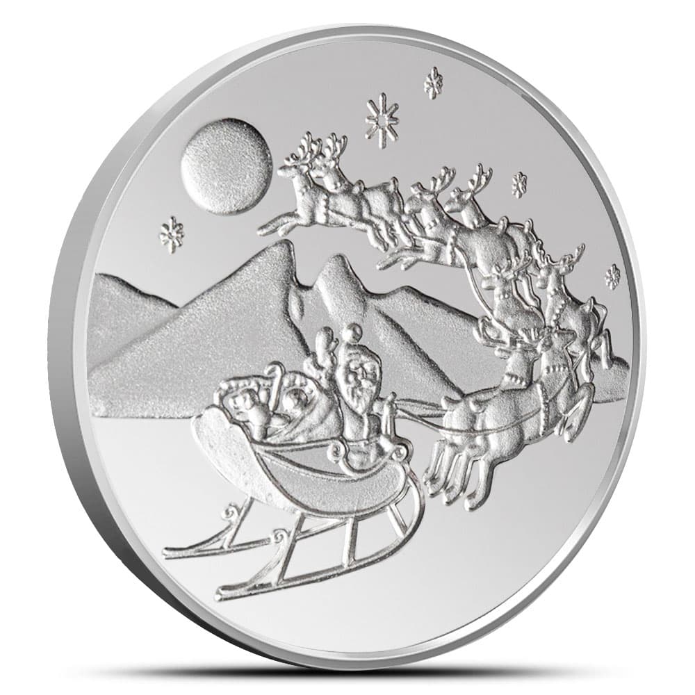 1/4 oz Santa Sleigh Silver Round (New)