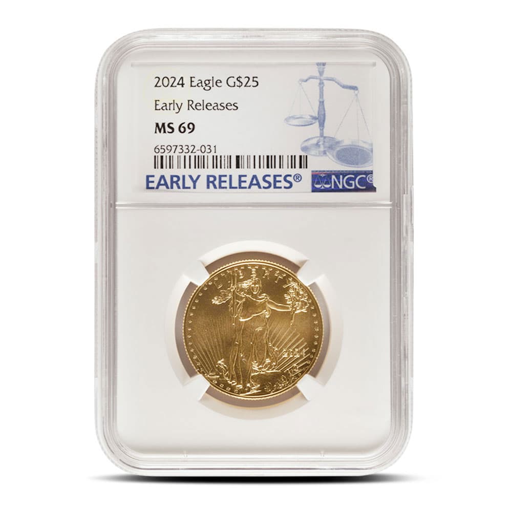 2024 1/2 oz American Gold Eagle Coin NGC MS69 ER