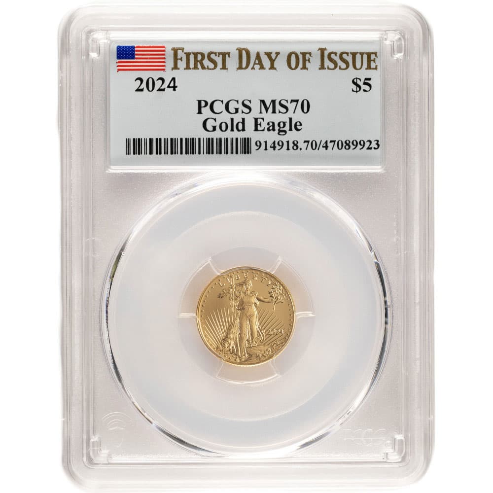 2024 1/10 oz American Gold Eagle Coin PCGS MS70 FDOI