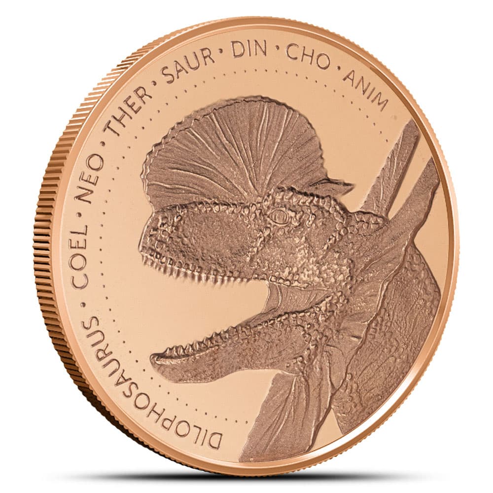 1 oz The Lost World Collection Dilophosaurus Copper Round (New)