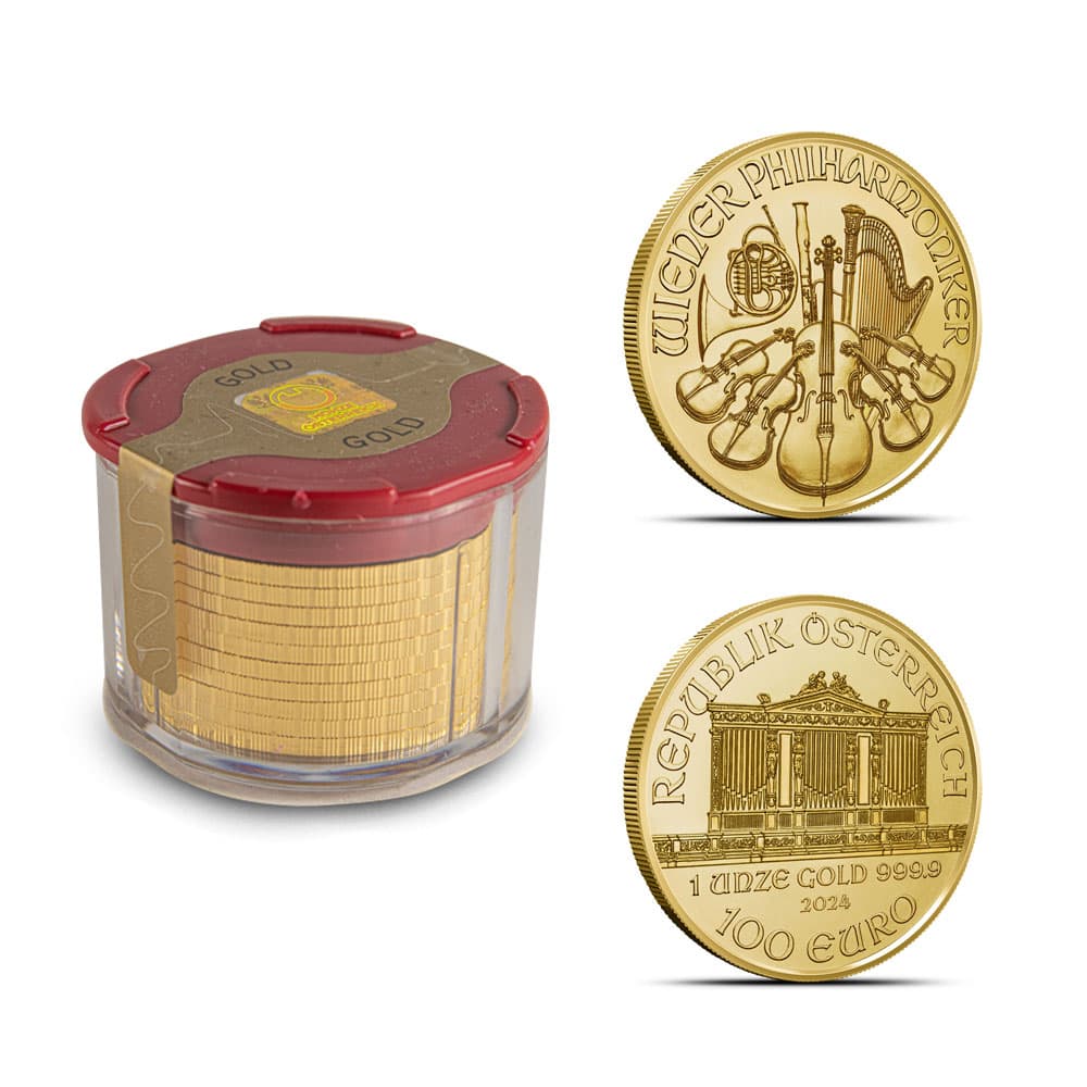 2024 1 oz Austrian Gold Philharmonic Tube (10 Coins, BU)