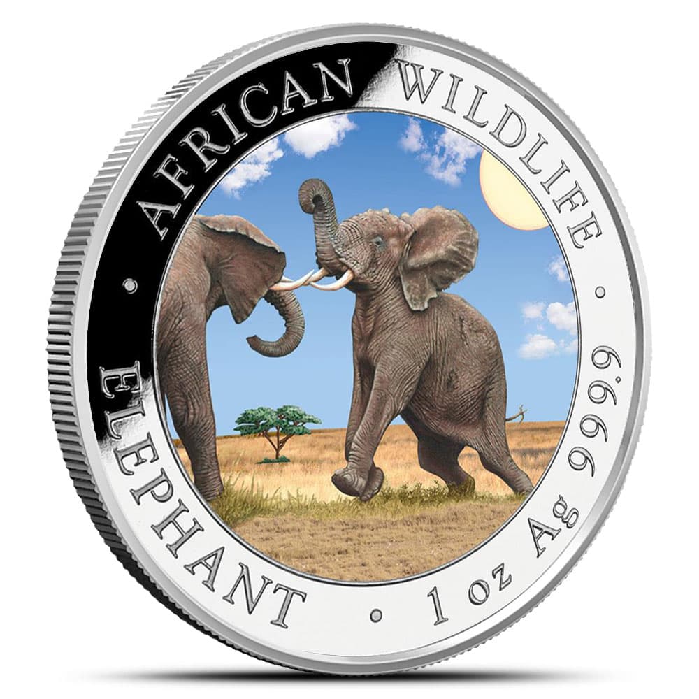 2024 1 oz Colorized Somalia Silver Elephant Coin (BU)