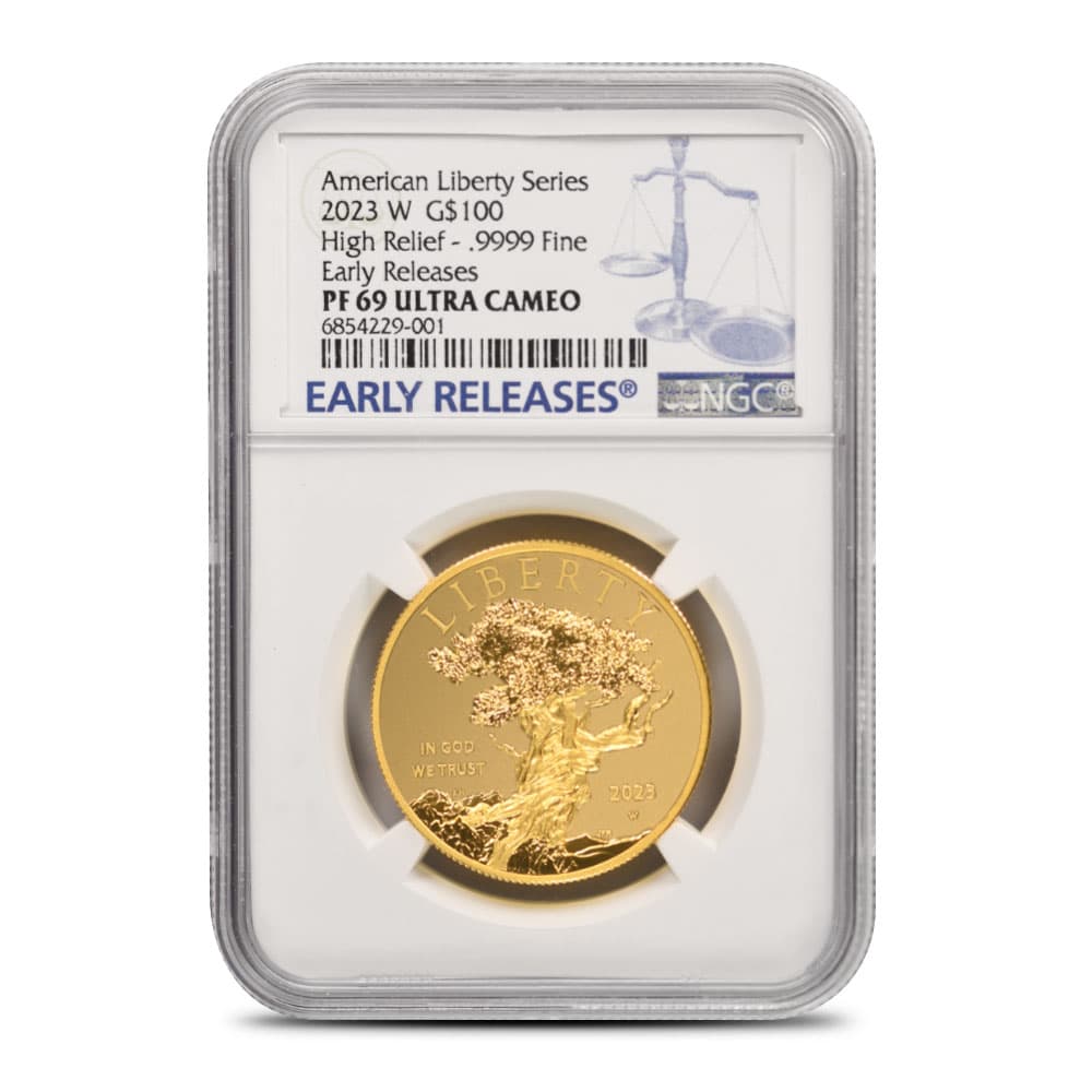 2023-W 1 oz Proof American Gold Liberty High Relief Coin PF/PR69 (Varied Label, PCGS or NGC)