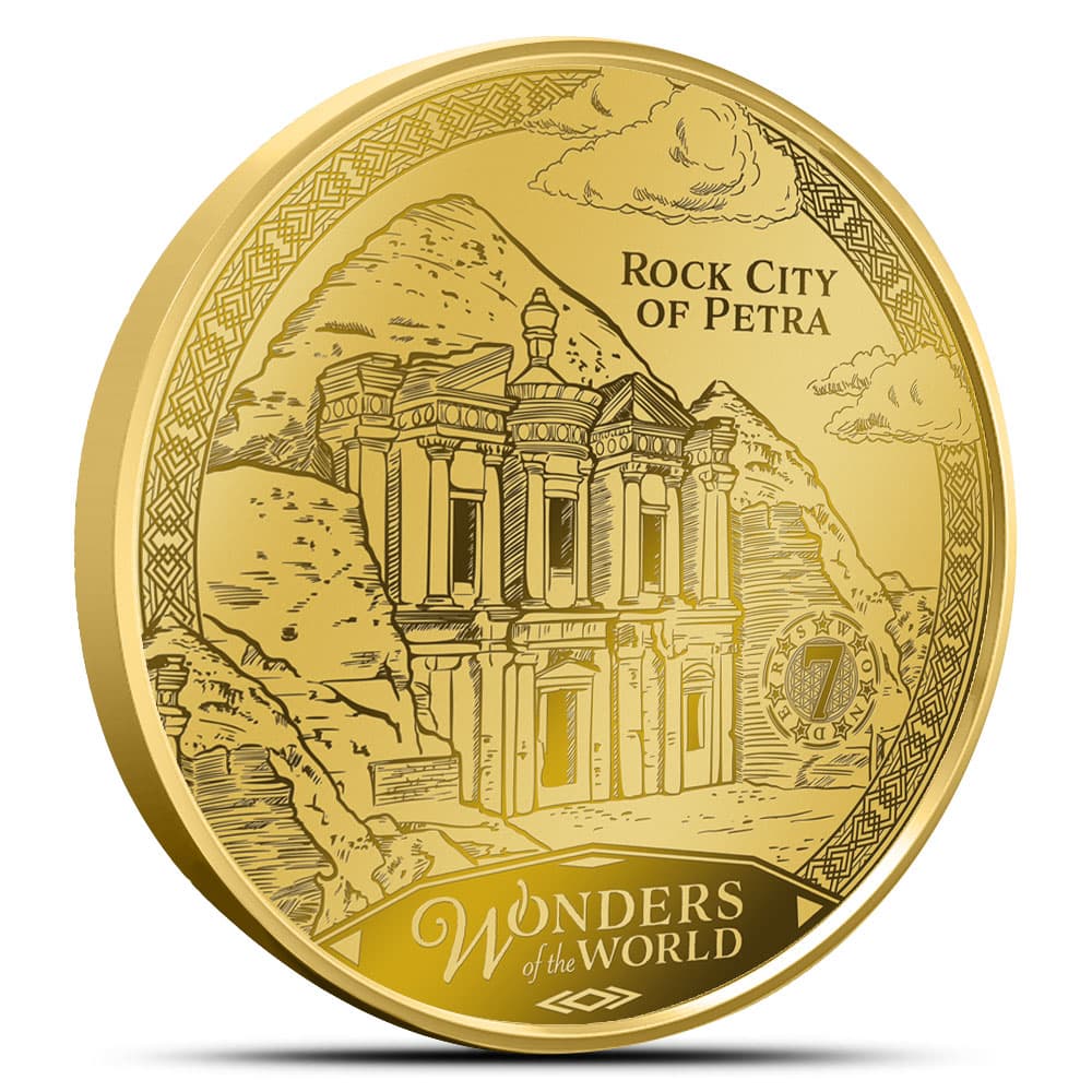 2024 1/100 oz Solomon Islands Rock City of Petra Gold Coin (Proof-Like, In Card)