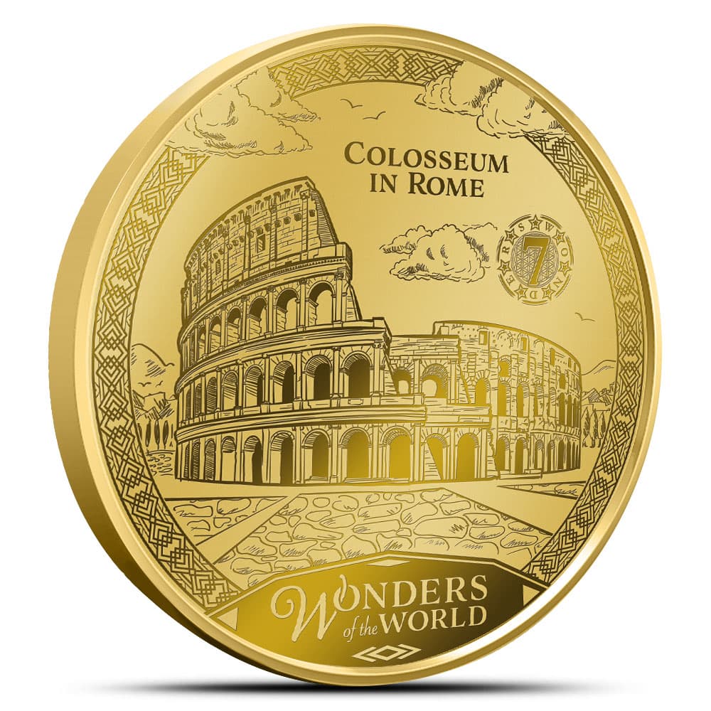 2024 1/100 oz Solomon Islands Roman Colosseum Gold Coin (Proof-Like, In Card)