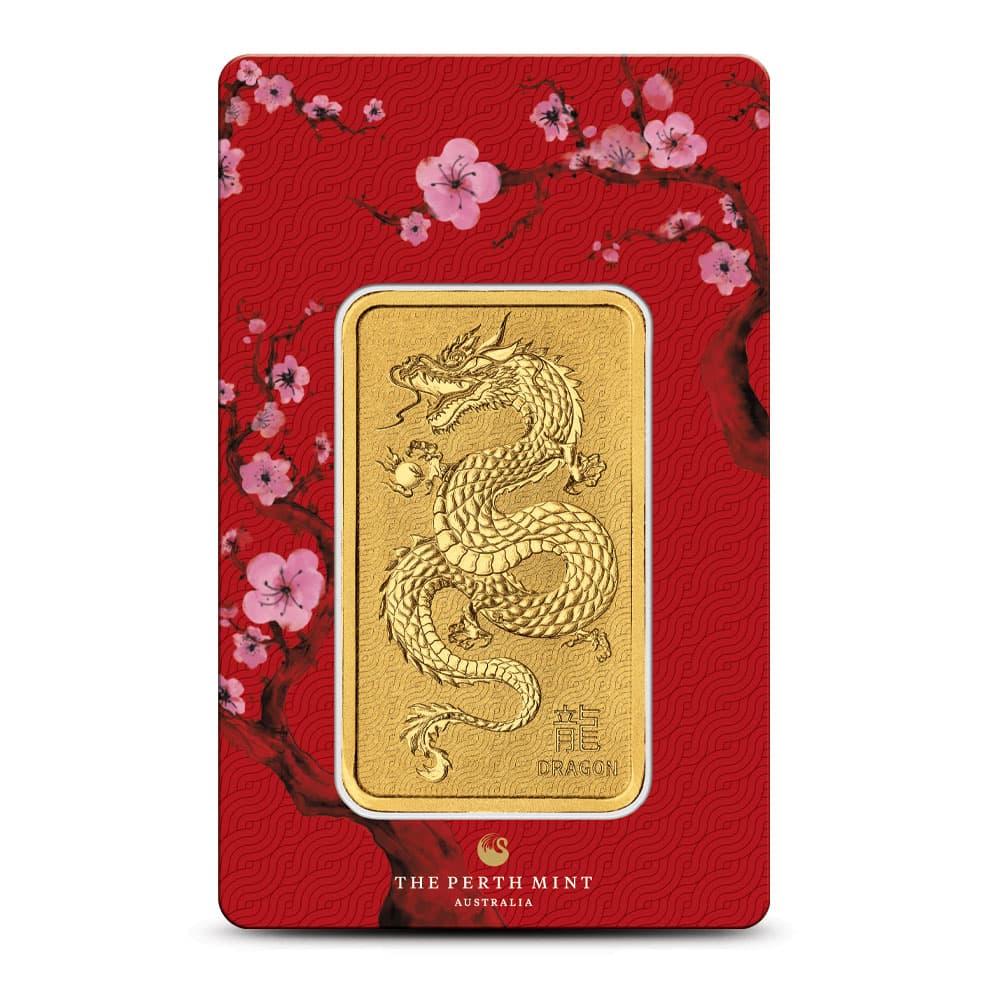 1 oz Perth Mint Lunar Dragon Gold Bar (New w/ Assay) - May 29, 2024