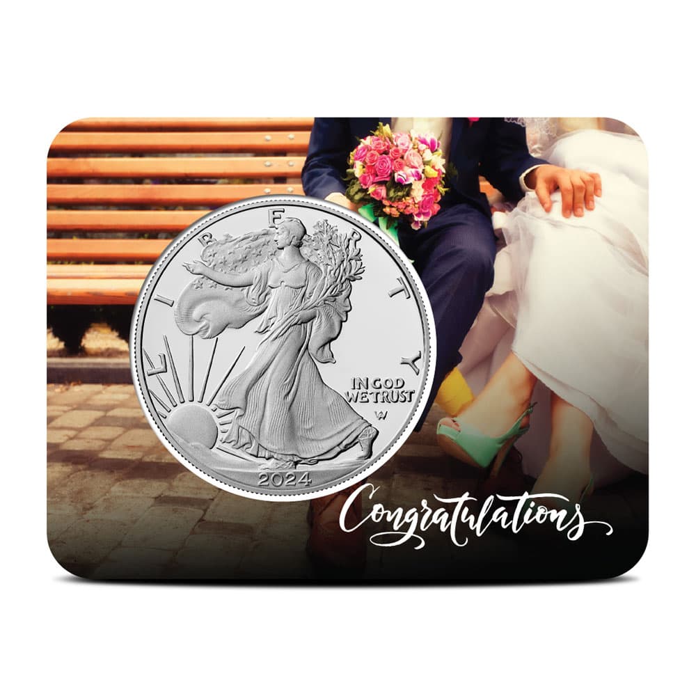 2024 1 oz American Silver Eagle Coin (BU, Wedding Card)