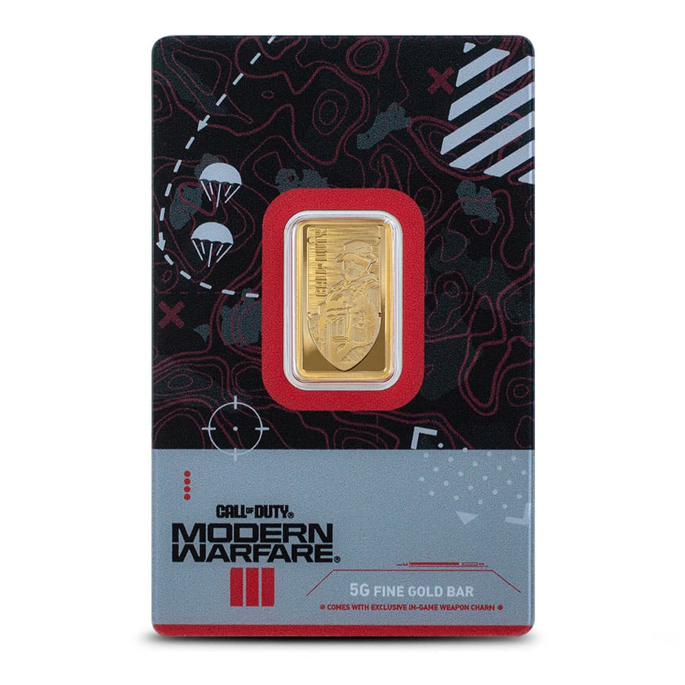 5 Gram Call of Duty®: Modern Warfare® III Gold Bar (New w/ Assay + Pendent Frame)