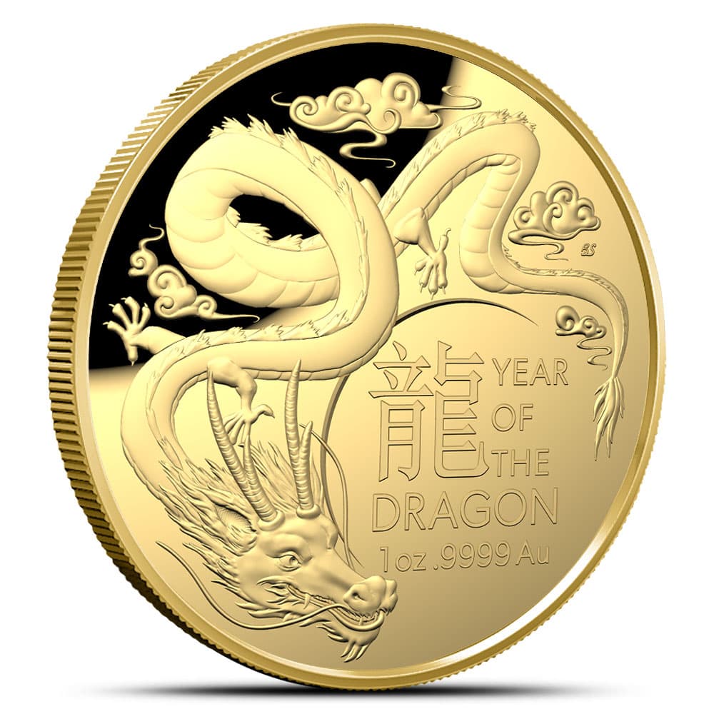 2024 1 oz Proof Royal Australian Mint Gold Year of the Dragon Domed Coin (Box + CoA)