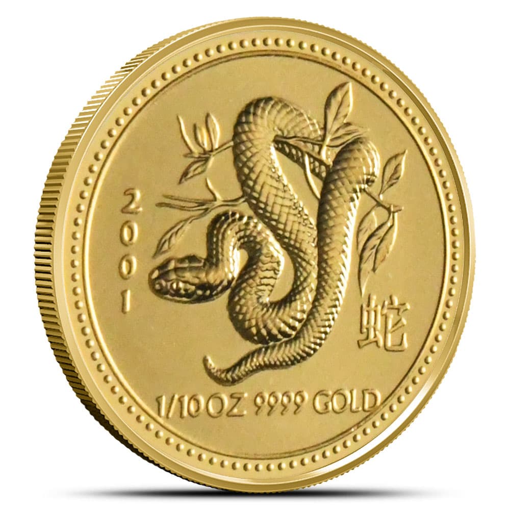 2001 1/10 oz Australian Gold Lunar Snake Coin